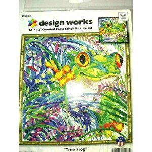 Cross Stitch Kit Design Works TREE FROG Counted #3267HL 12"x12" Sealed USA